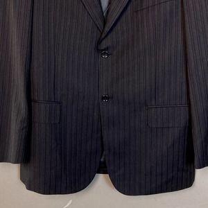 Baroni Couture suit jacket men's Italian wool super 150's stripes navy blue 44R